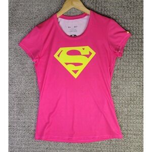 Under Armour Womens Small Fitted Superman Shirt PINK‎